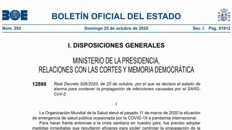En vigor el nuevo estado de alarma por el coronavirus