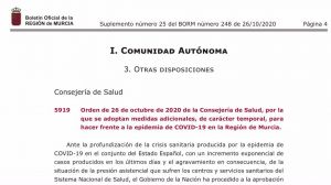 En vigor las nuevas normas por el Covid19 en la Región