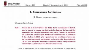 El BORM hace efectivo el cierre de la hostelería y parques a las 19:00 h.