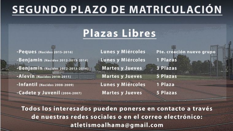 El Club Atletismo Alhama abre el segundo plazo de matriculación