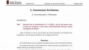 

El doctor Juan José Pedreño Planes, nuevo consejero de Salud

