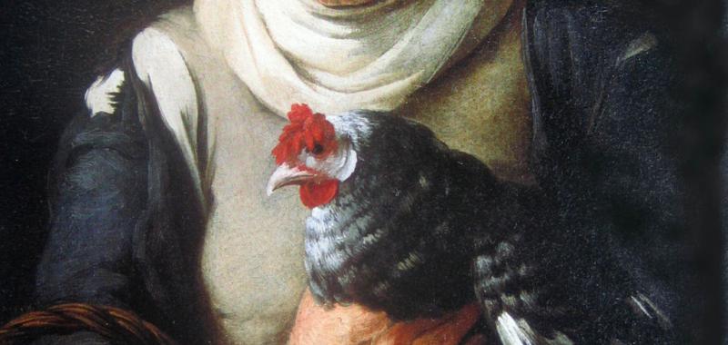 Vieja con gallina y cesta de huevos (1645) Murillo